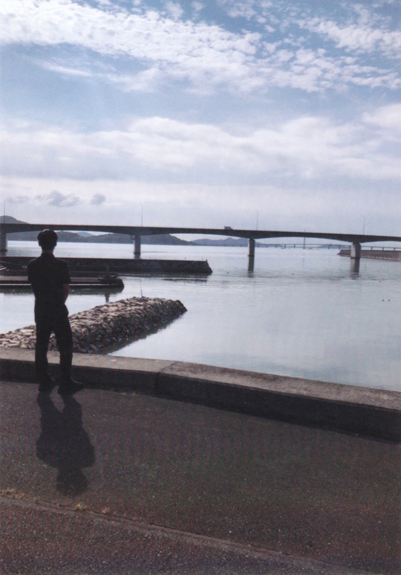 山口湾を眺める男