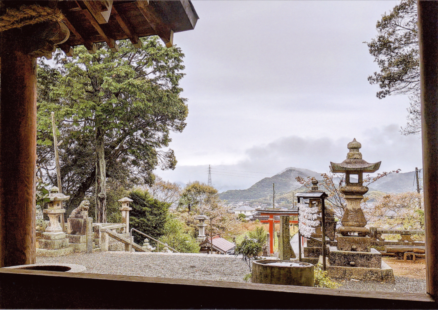 八幡宮（雨後）